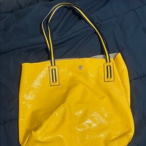 Yellow leather Tote Bag